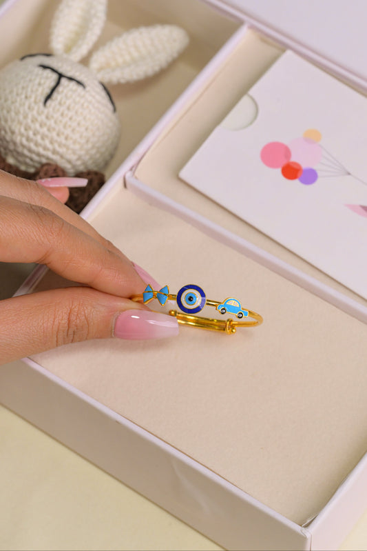 Bow Evil Eye Car Silver Kada