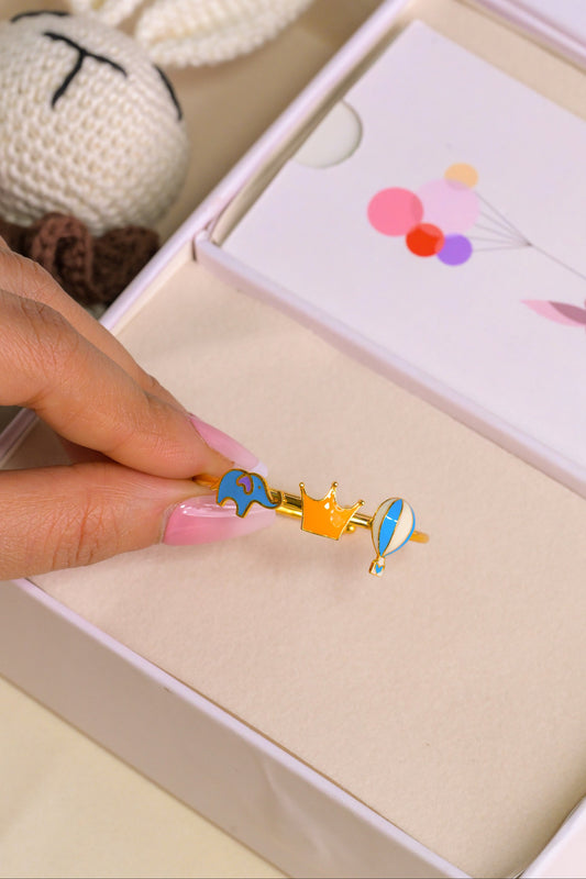 Elephant Crown Balloon Silver Kada