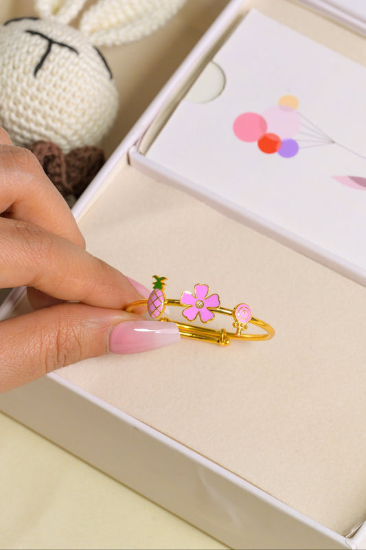 Pineapple Flower Candy Silver Kada