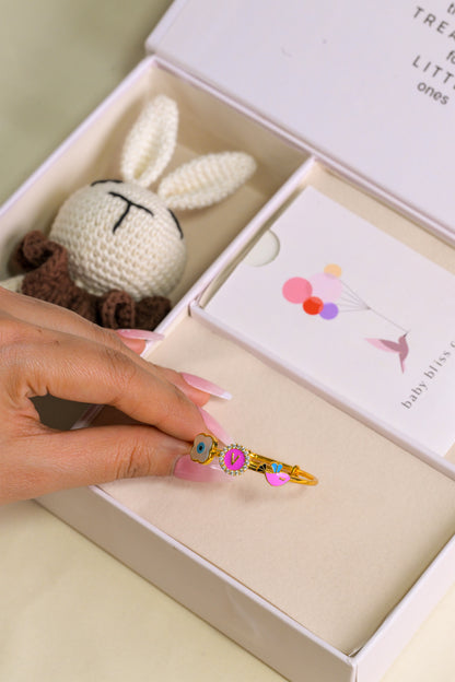 Personalized Letter Evil Eye Bird Silver Kada