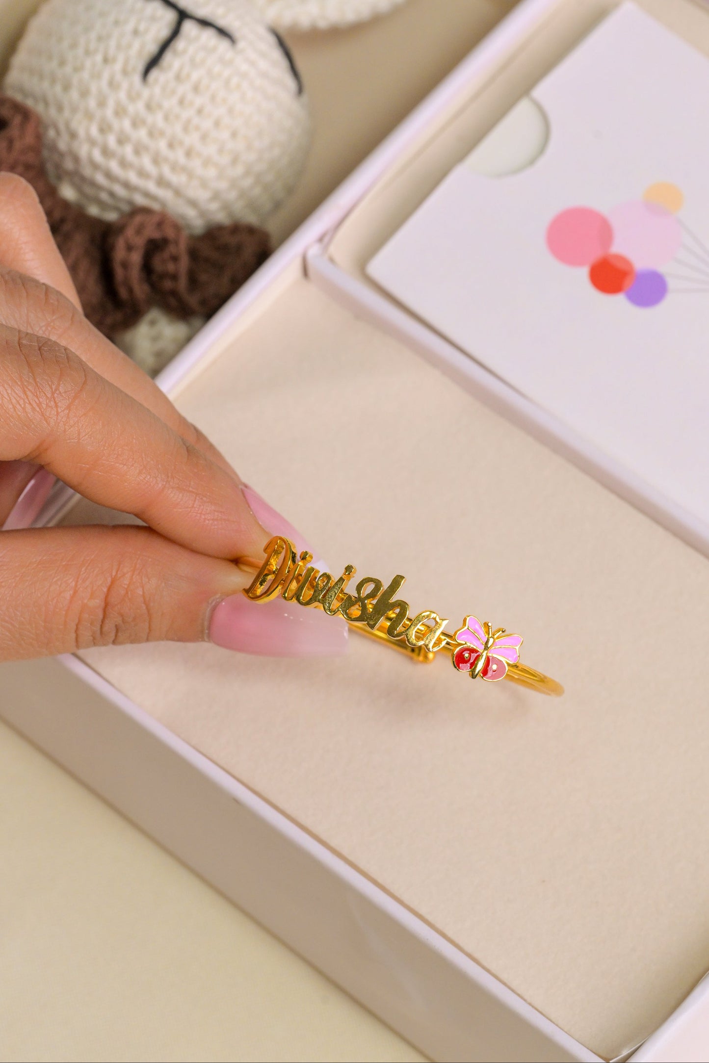 Personalized Name Butterfly Silver Kada