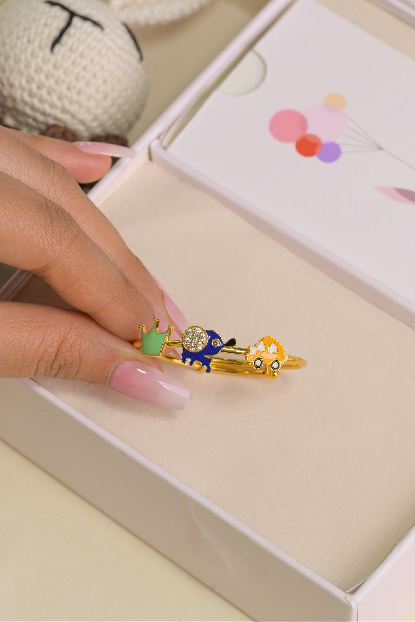 Crown Elephant Car Silver Kada