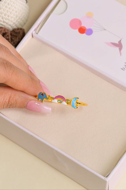 Elephant Rainbow Moon Silver Kada