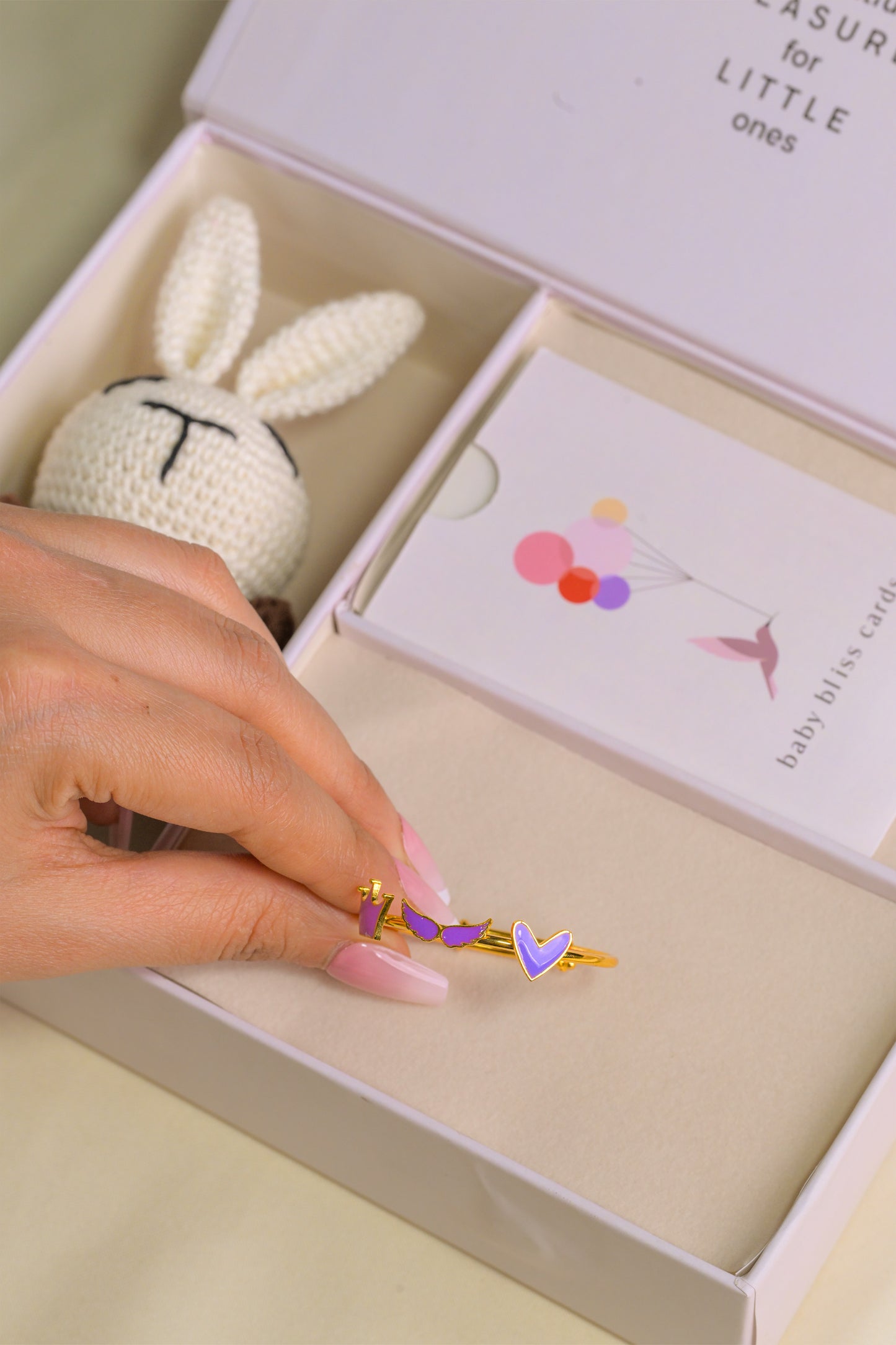 Crown Wings Heart Silver Kada