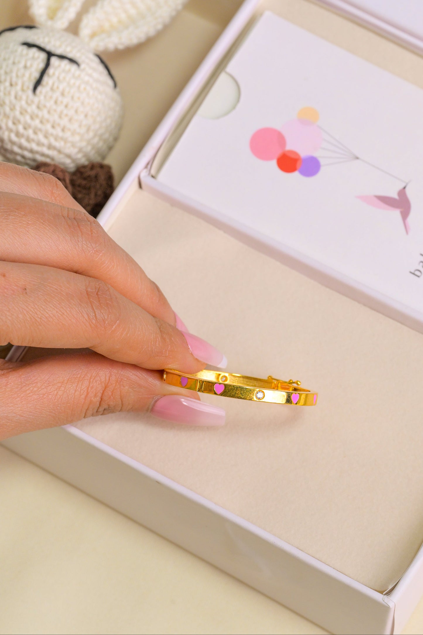 Pink Heart Cartier Silver Kada