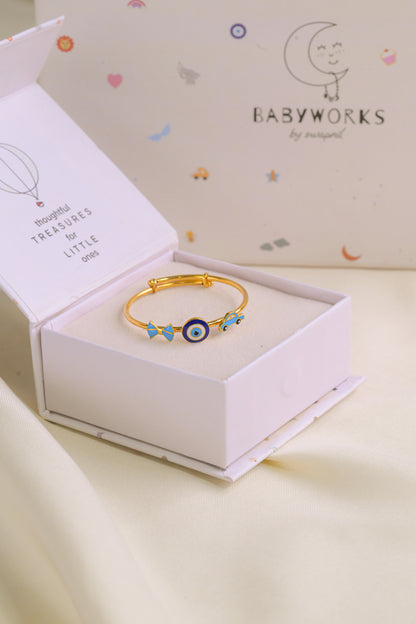 Bow Evil Eye Car Silver Kada