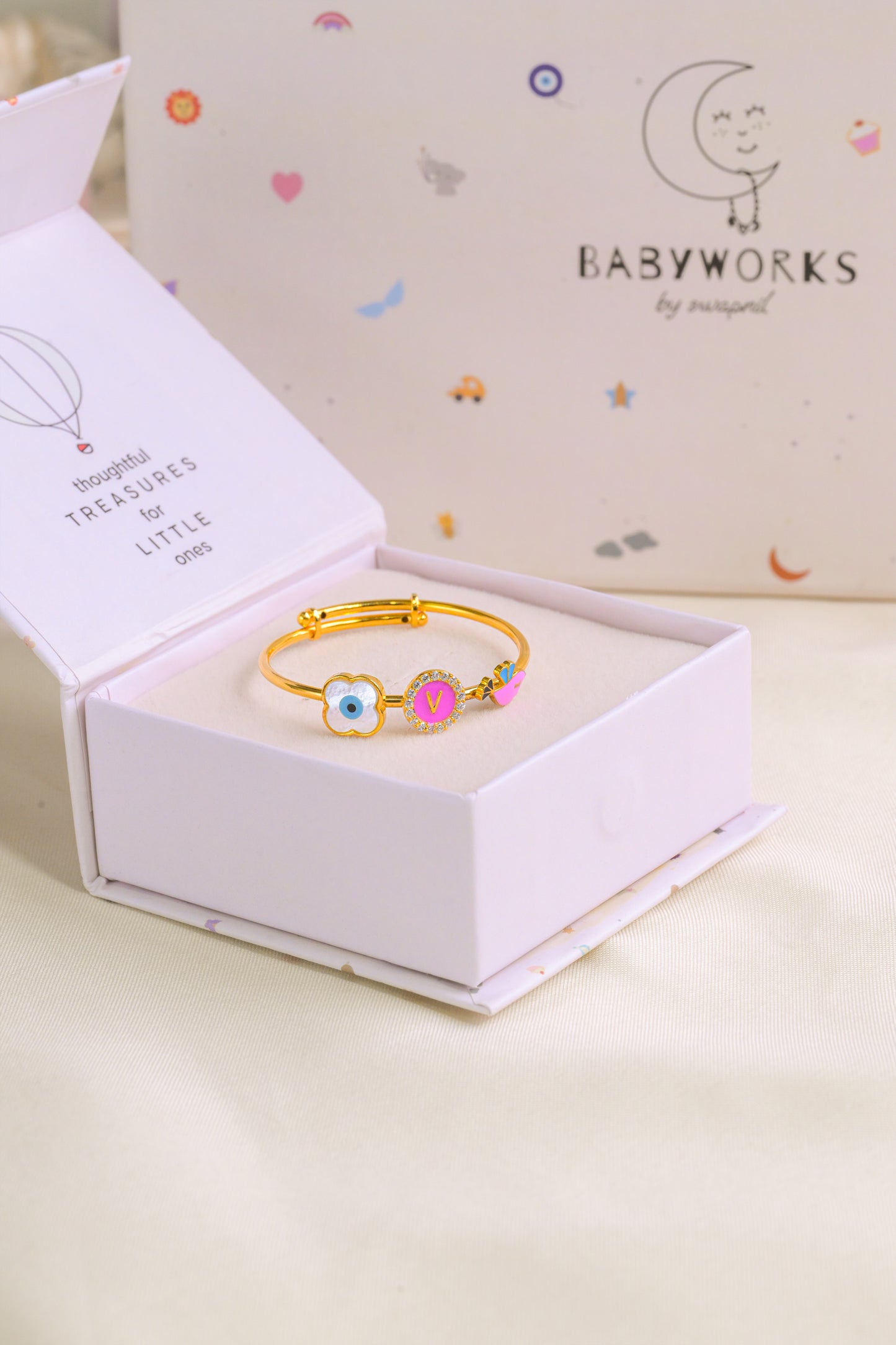 Personalized Letter Evil Eye Bird Silver Kada