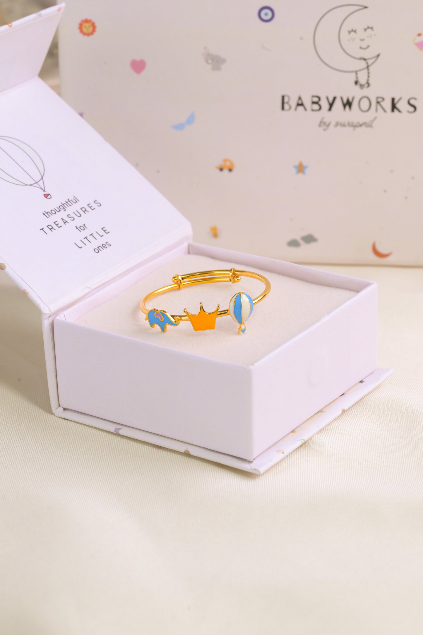 Elephant Crown Balloon Silver Kada