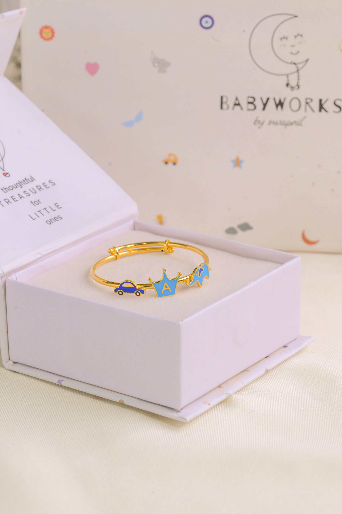 Car Crown Elephant Silver Kada