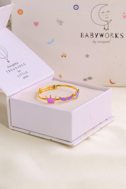 Crown Wings Heart Silver Kada