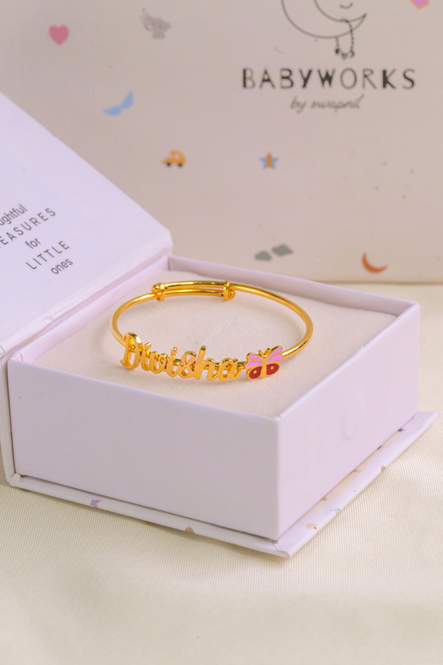 Personalized Name Butterfly Silver Kada