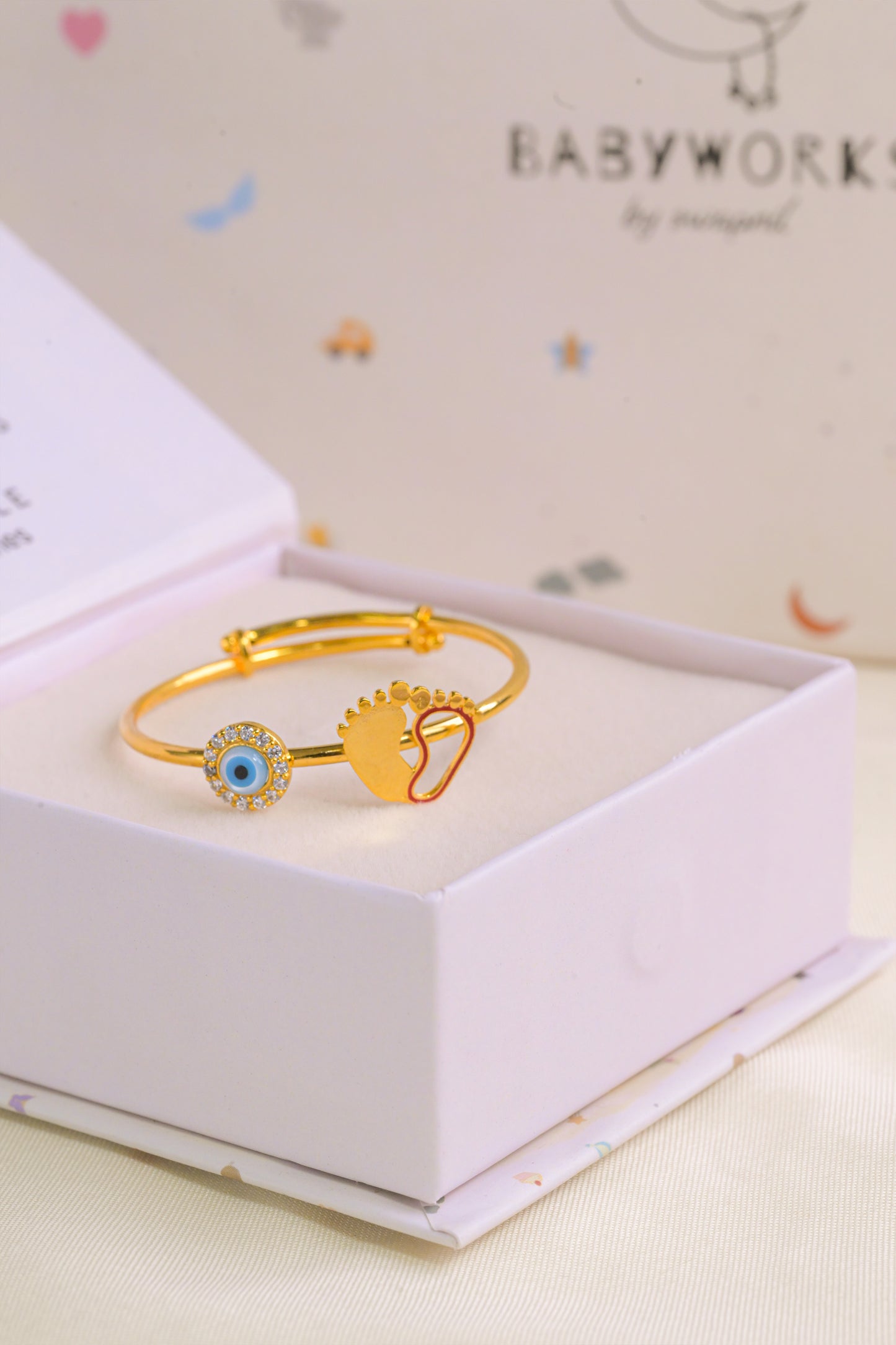Evil Eye Feet Charm Silver Kada