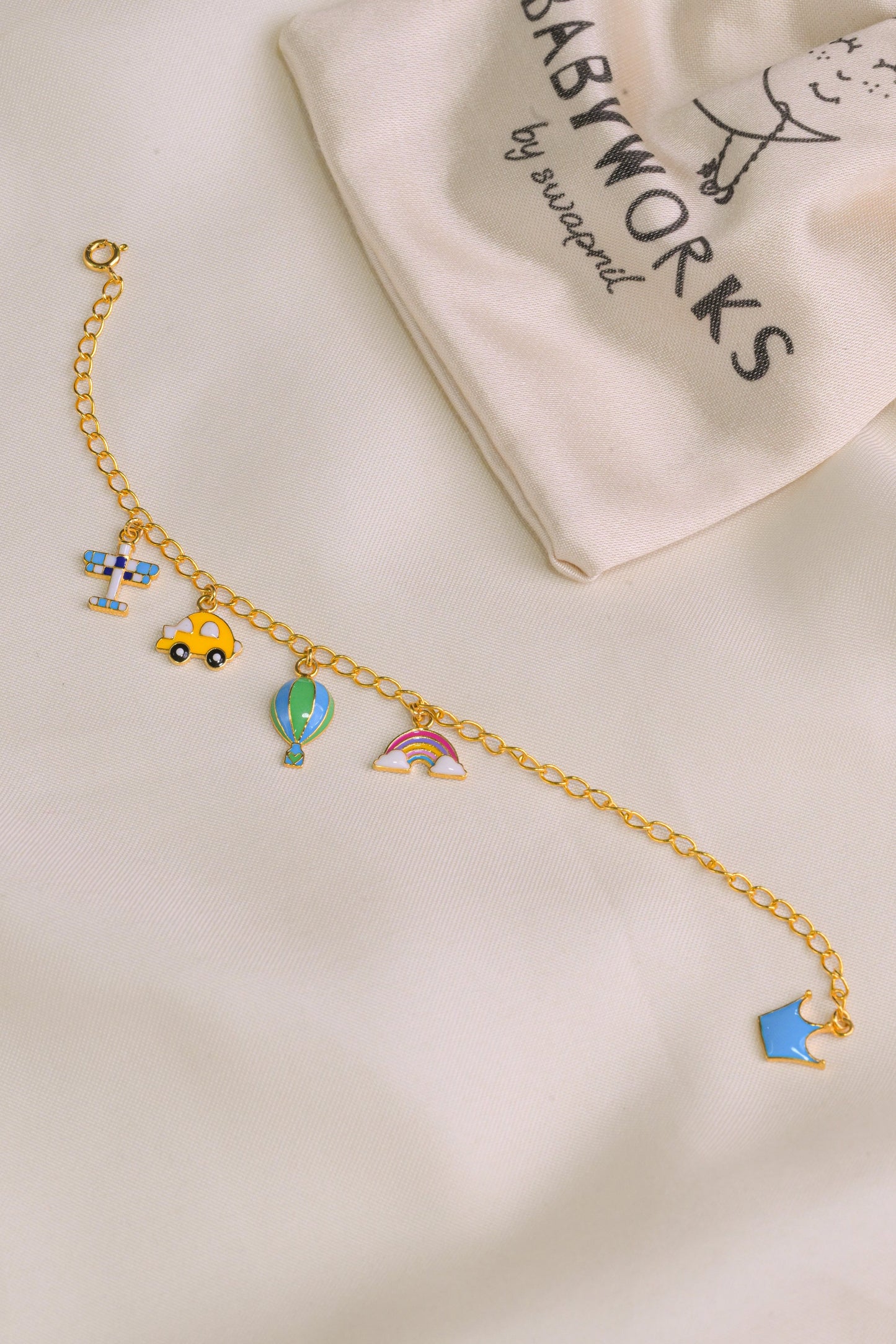 Sea Plane Car Crown Silver Bracelet