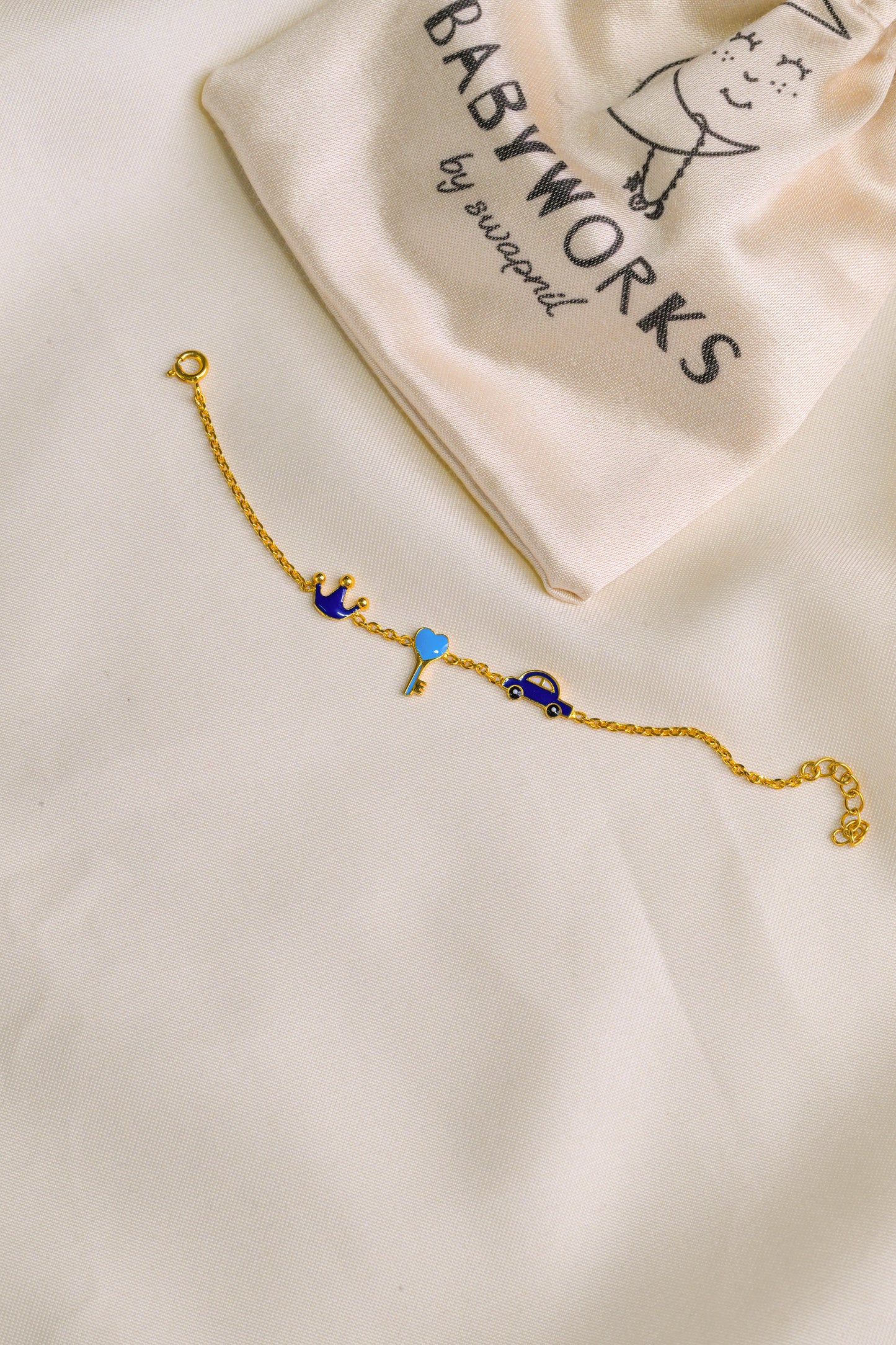 Crown Key Car Silver Bracelet