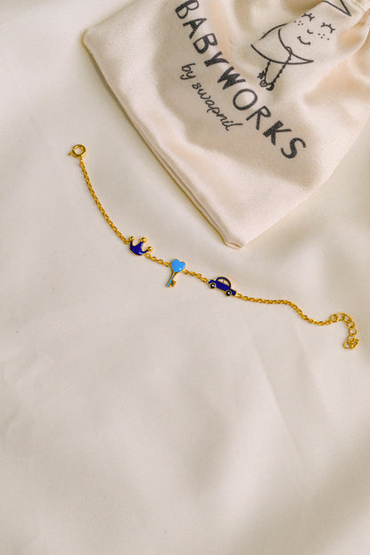 Crown Key Car Silver Bracelet
