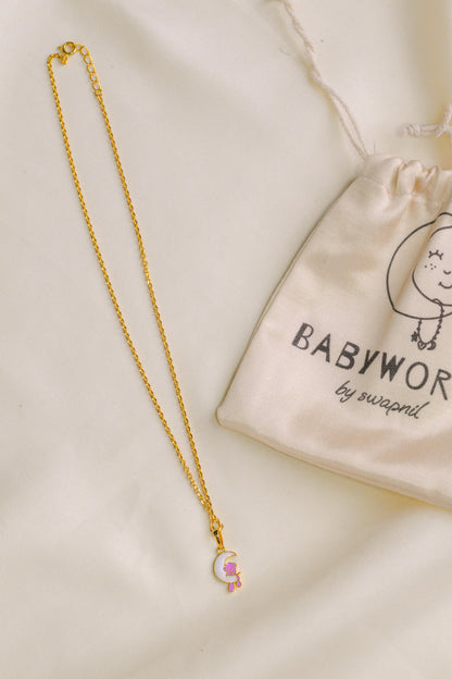 Teddy Moon Silver Pendant With Chain