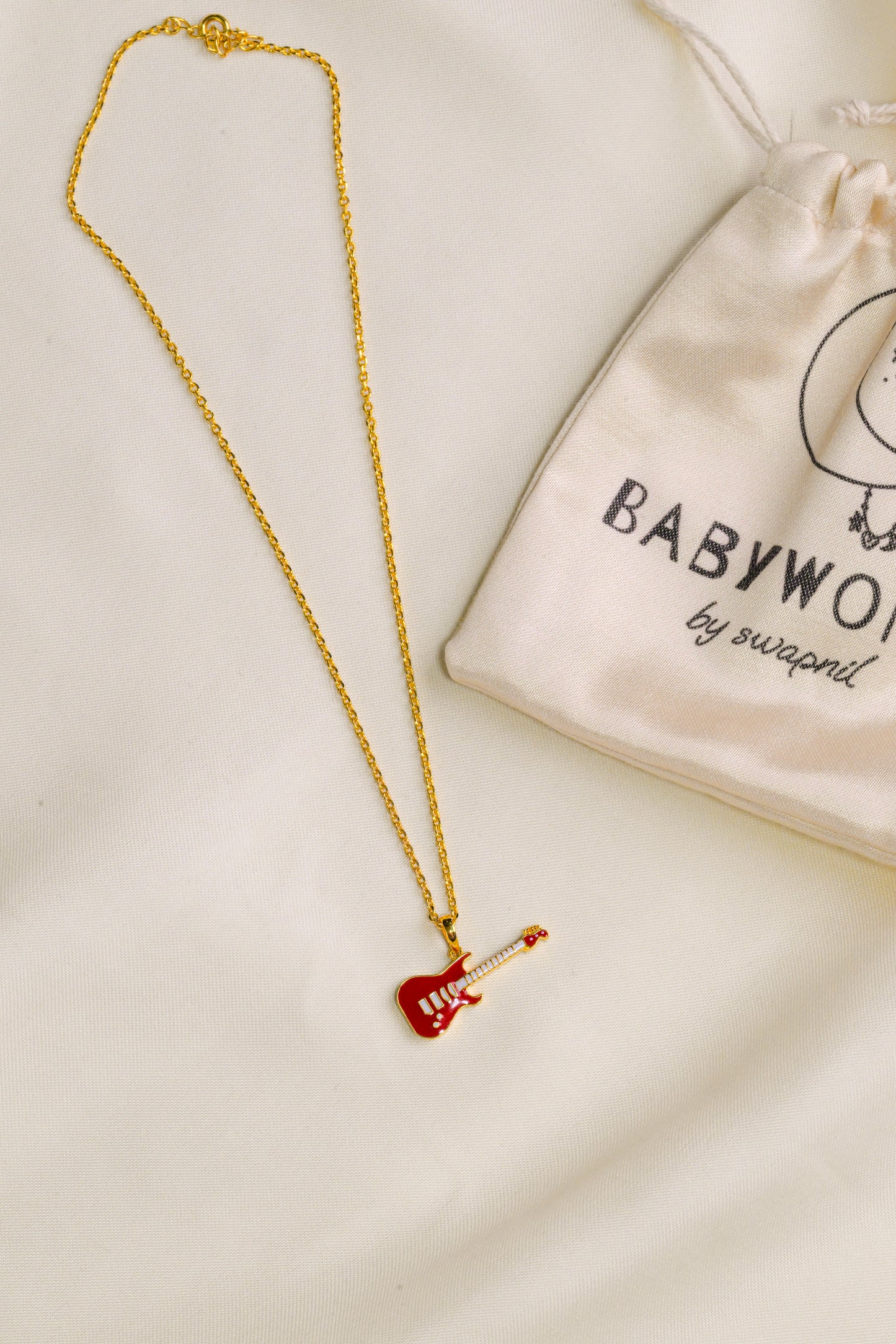 Guitar Silver Pendant With Chain