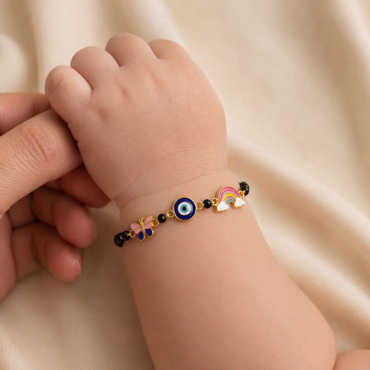 Butterfly Evil Eye Rainbow Silver Nazariya
