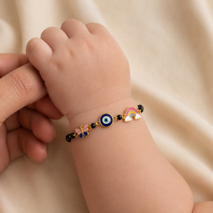 Butterfly Evil Eye Rainbow Silver Nazariya