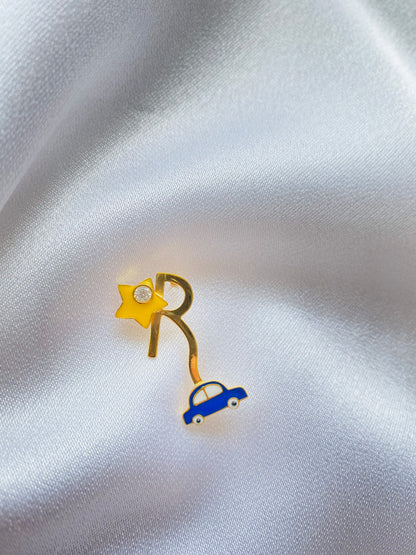 Personalized Silver R Brooch