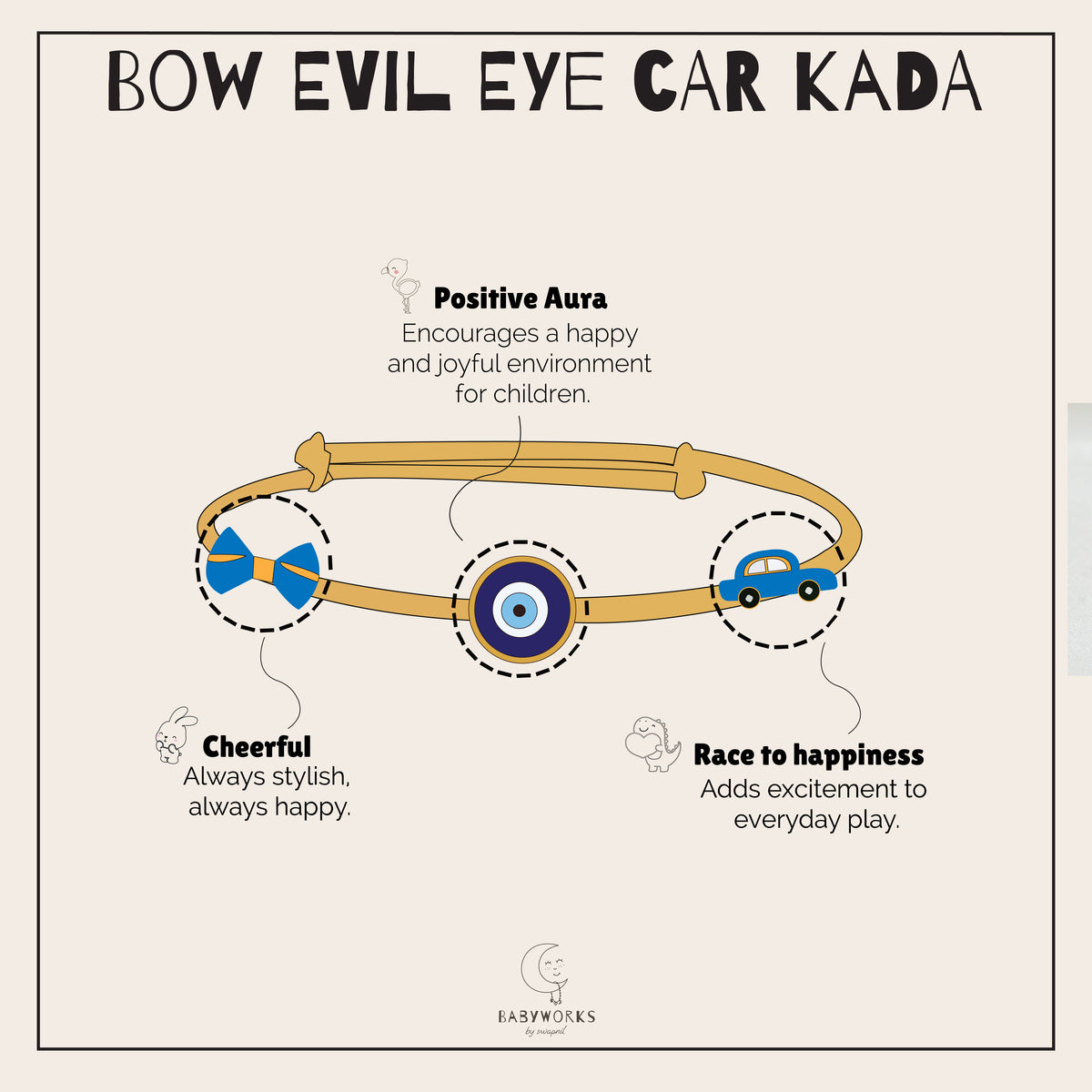 Bow Evil Eye Car Silver Kada feature image