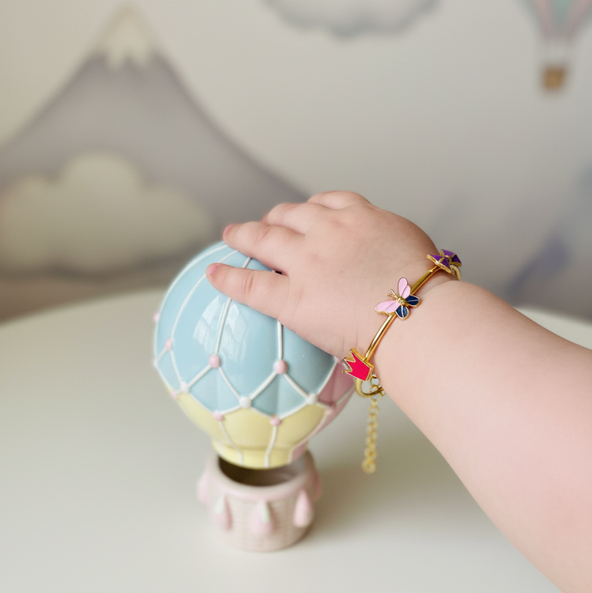 Butterfly Crown Bow Silver Bracelet