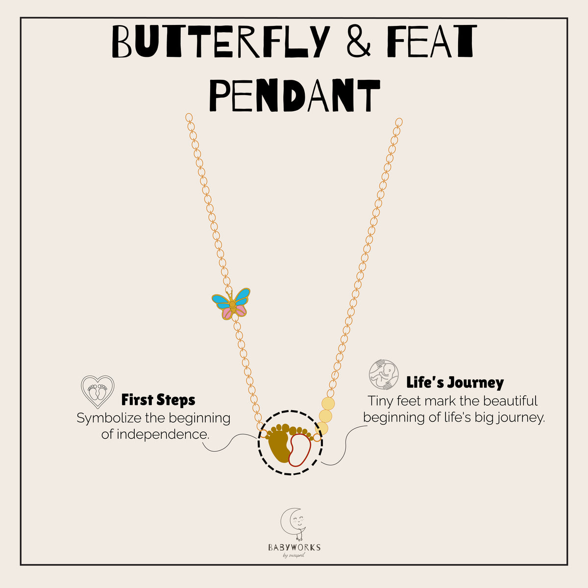 Butterfly & Feet Gold Pendant feature image
