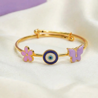 Butterfly flower evil eye silver kada for kids