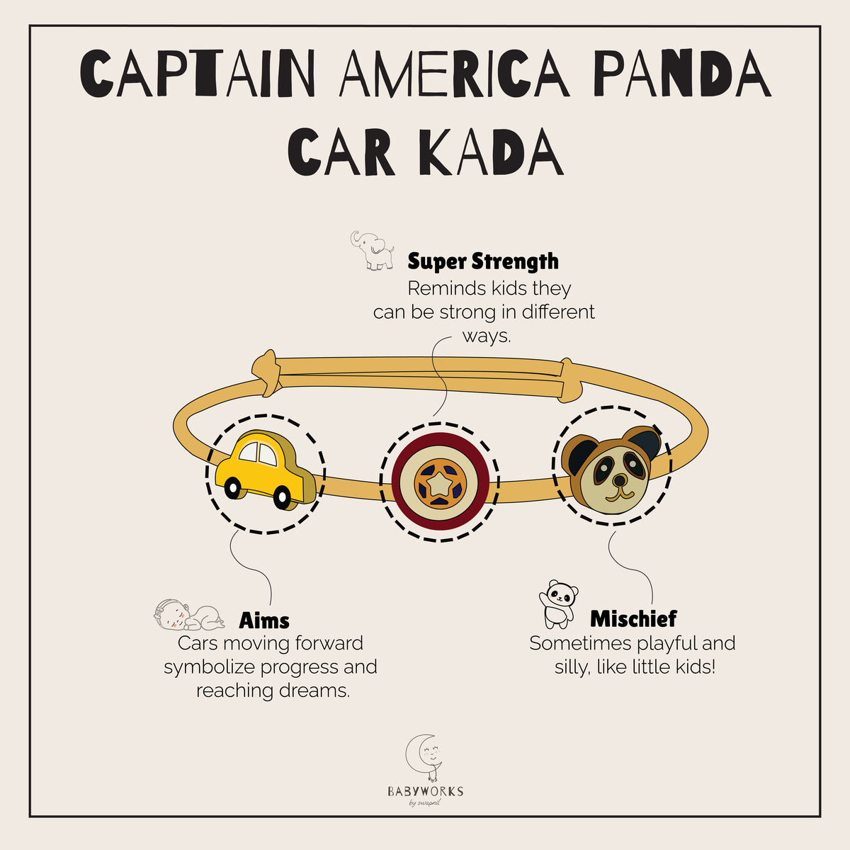 Captain America Panda Car Kada Silver feature image