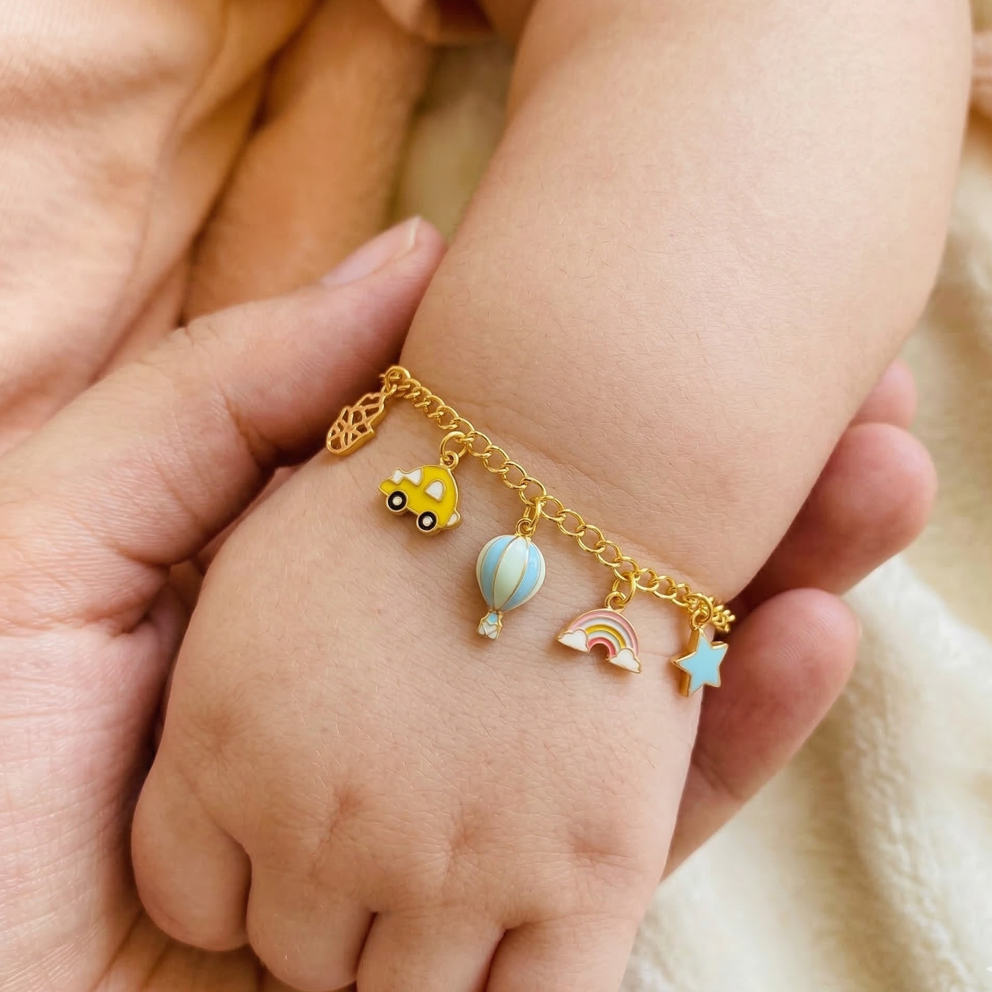 Car Balloon Rainbow Silver Bracelet