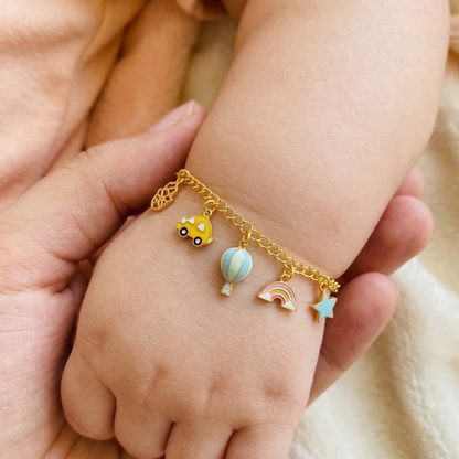 Car Balloon Rainbow Silver Bracelet