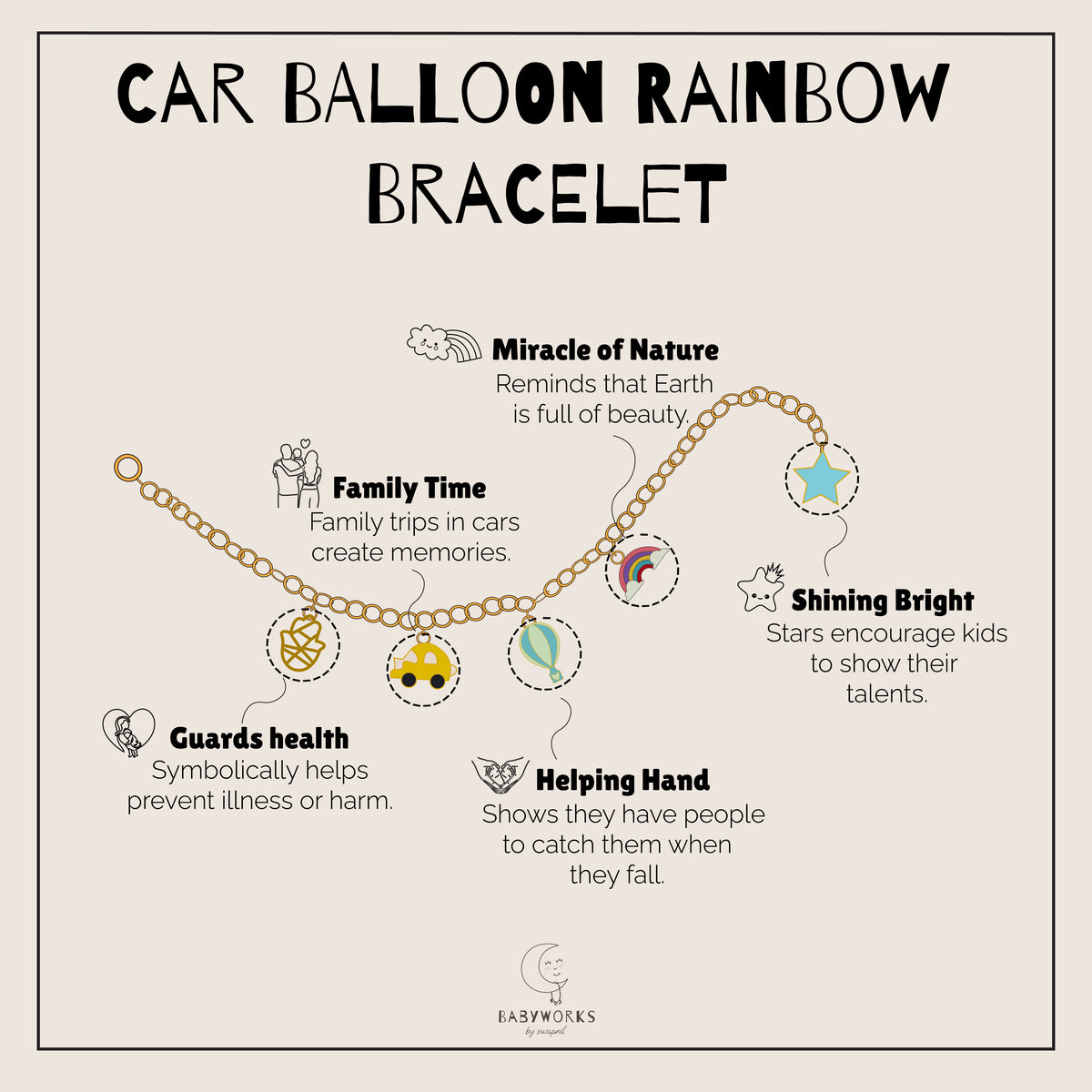 Car Balloon Rainbow Gold Bracelet feature image
