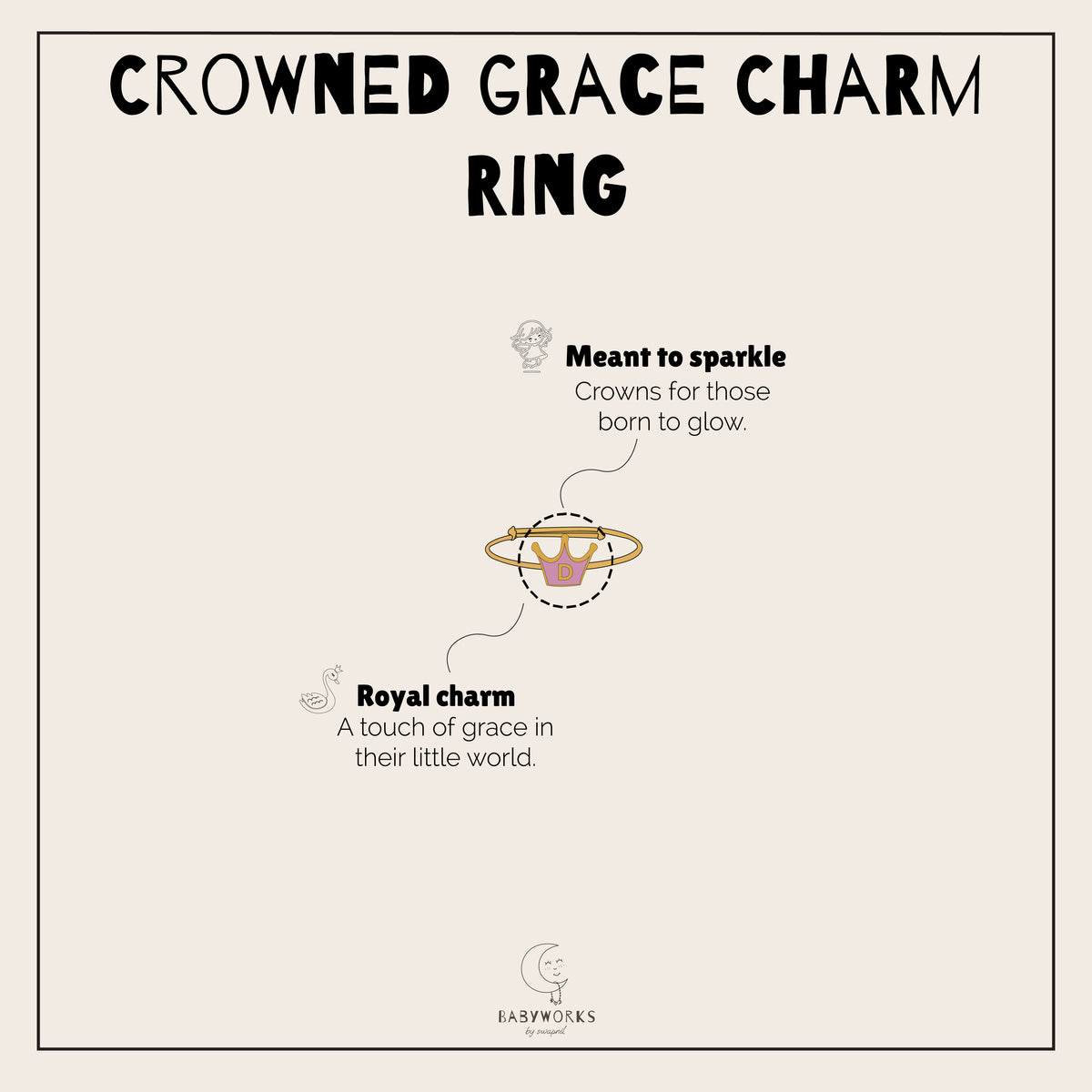 Crowned Grace Charm Ring Silver feature image
