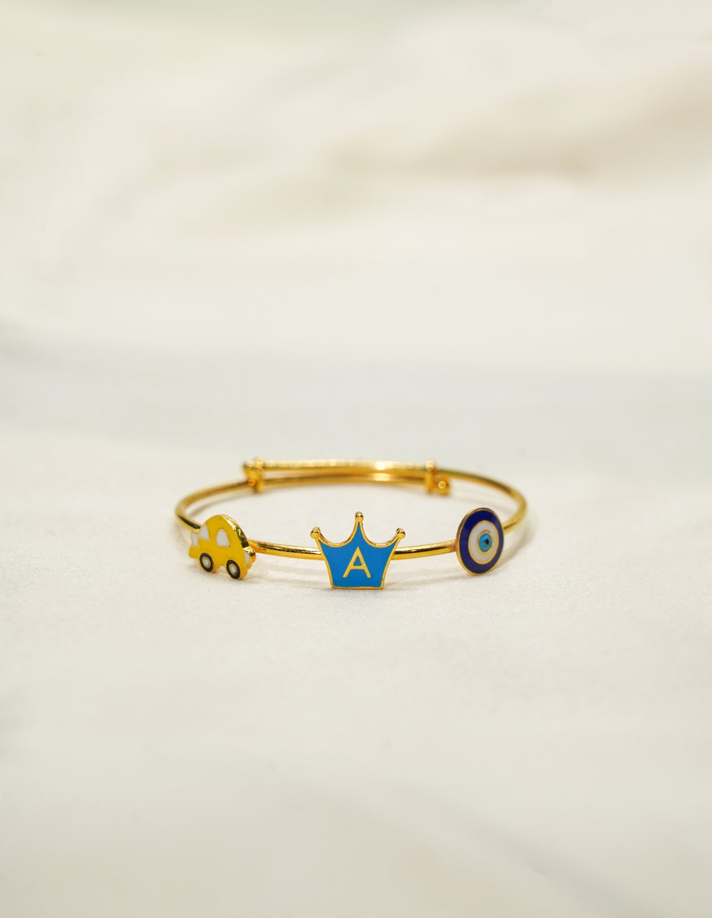 Crown Car Evil Eye Silver Kada