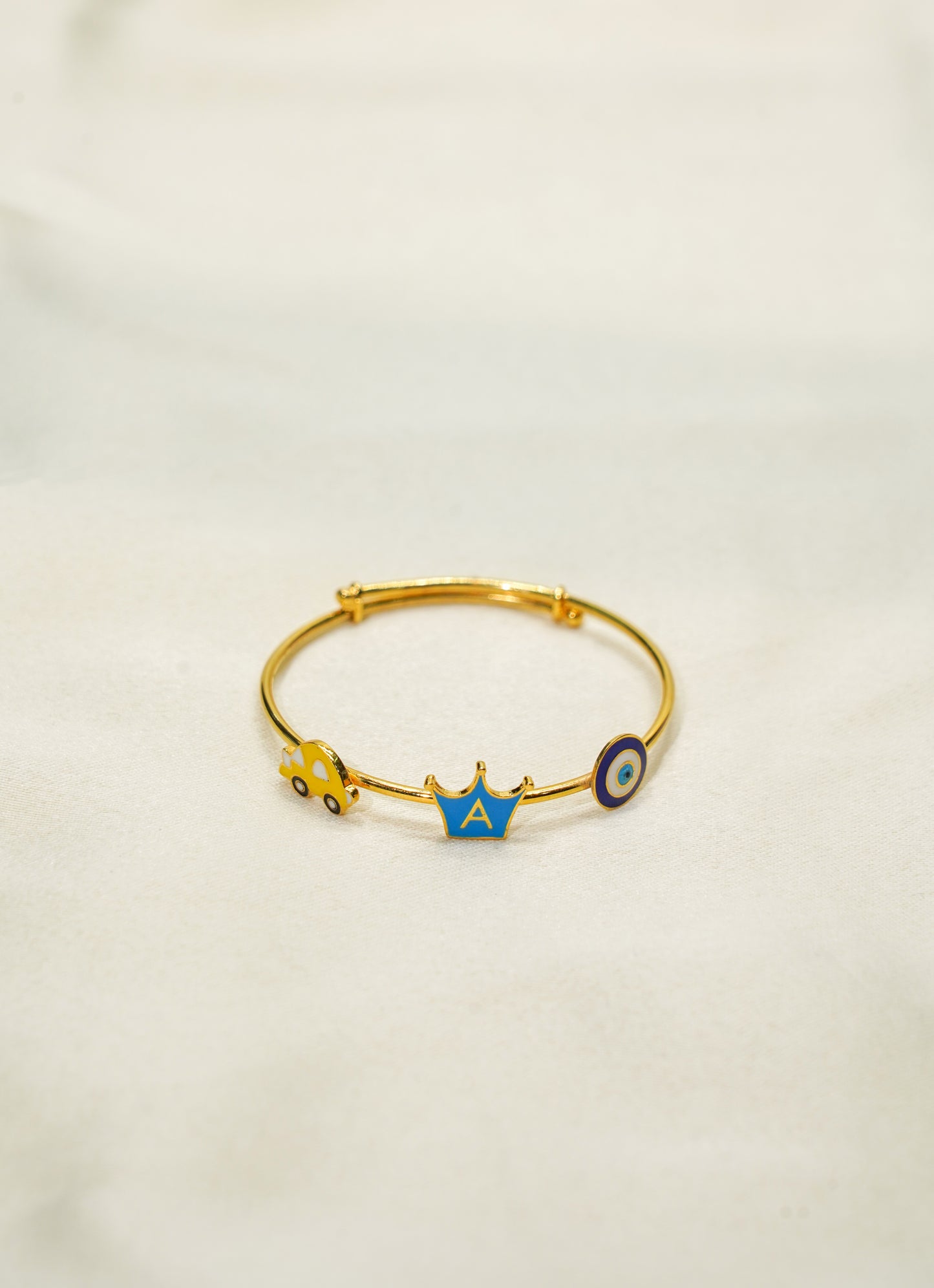 Crown Car Evil Eye Silver Kada