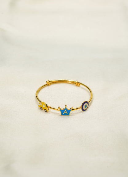 Crown Car Evil Eye Kada Silver