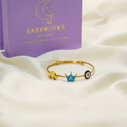 Crown Car Evil Eye Kada Silver