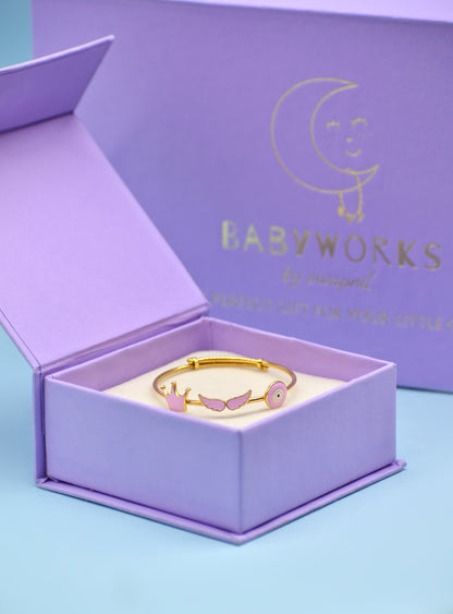 Crown Evil Eye Wings Kada Silver