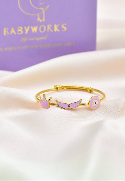 Baby Shower Gift Bracelet With Crown Evil Eye Wings Charm