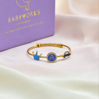 Personalized Letter Car Crown Kada Silver
