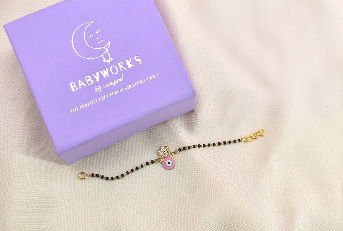 Pink Hamsa Diamond Evil Eye Gold Nazariya