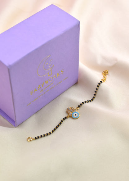 Blue Hamsa Diamond Evil Eye  Nazariya Silver