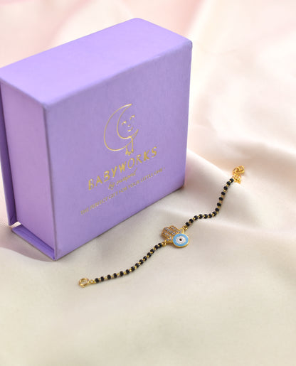 Blue Hamsa Diamond Evil Eye Gold Nazariya