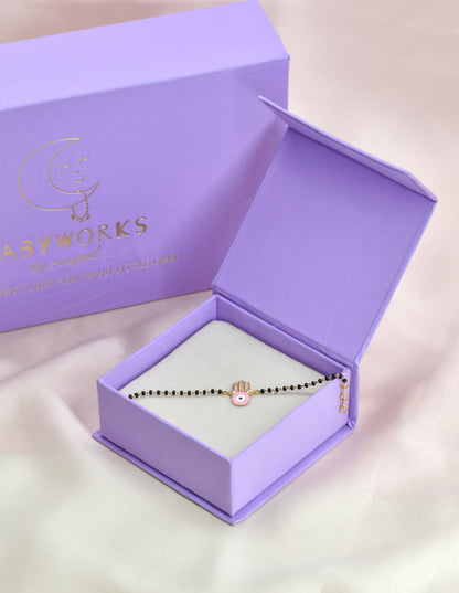 Pink Hamsa Diamond Evil Eye Gold Nazariya