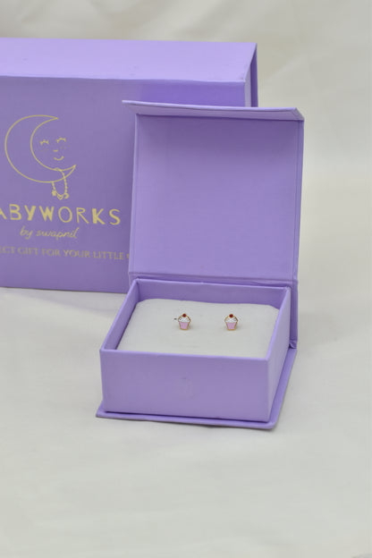 Cup Cake Earrings Silver