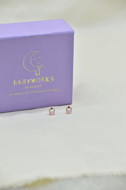 Cup Cake Earrings Silver