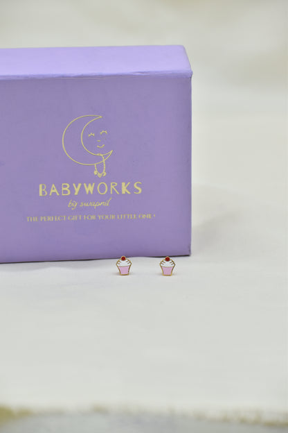 Cup Cake Earrings Silver