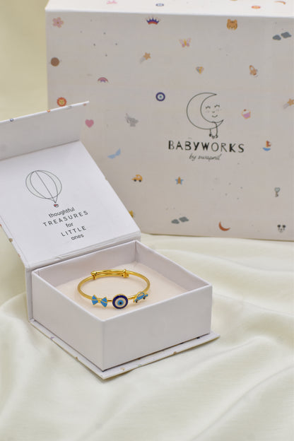 Bow Evil Eye Car Silver Kada