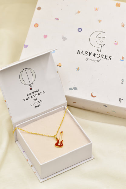 Guitar Silver Pendant With Chain