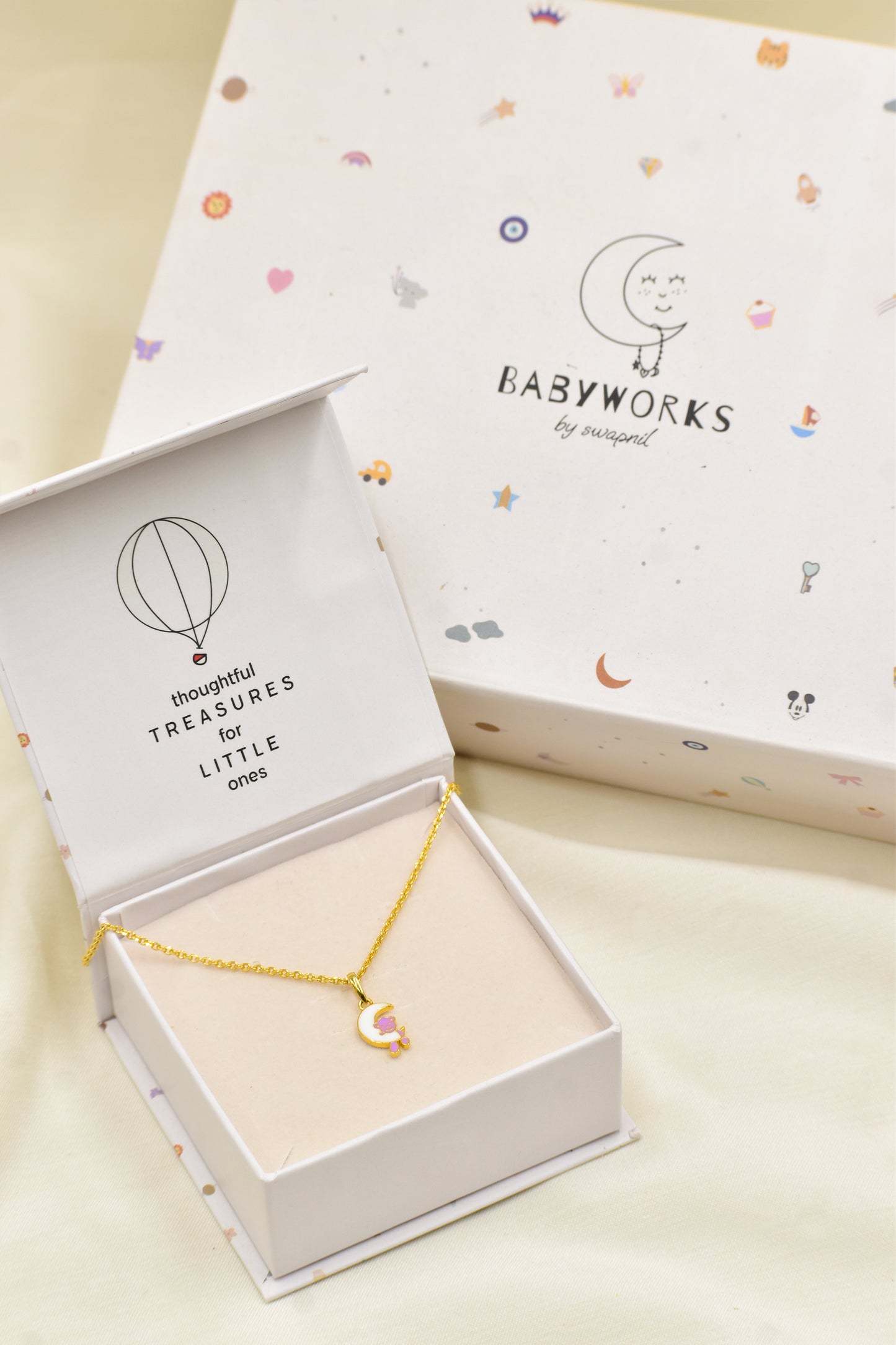 Teddy Moon Silver Pendant With Chain